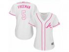 Women Atlanta Braves #5 Freddie Freeman Authentic White Fashion Cool Base MLB Jersey