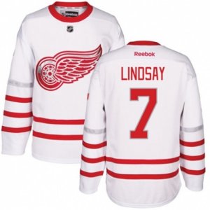 Mens Reebok Detroit Red Wings #7 Ted Lindsay Authentic White 2017 Centennial Classic NHL Jersey