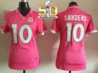 Women Nike Broncos #10 Emmanuel Sanders Pink Super Bowl 50 Stitched NFL Bubble Gum Jersey