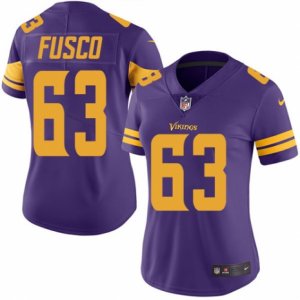 Women\'s Nike Minnesota Vikings #63 Brandon Fusco Limited Purple Rush NFL Jersey