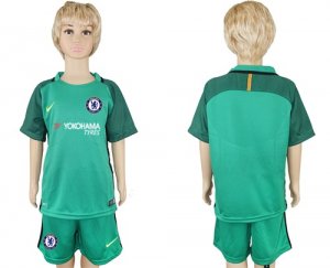 2017-18 Chelsea Green Goalkeeper Youth Long Sleeve Soccer Jersey