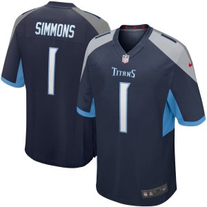 Nike Titans #1 Jeffery Simmons Navy Youth 2019 NFL Draft First Round Pick Vapor Untouchable Limited