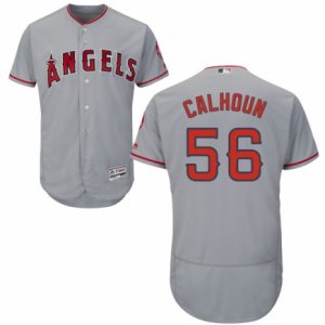 Men\'s Majestic Los Angeles Angels of Anaheim #56 Kole Calhoun Grey Flexbase Authentic Collection MLB Jersey