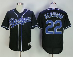 Dodgers #22 Clayton Kershaw Charcoal Cool Base Jersey