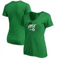 Boston Celtics Fanatics Branded Womens 2018 NBA Playoffs Slogan V Neck T-Shirt Green