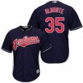 Men's Majestic Cleveland Indians #35 Abraham Almonte Authentic Navy Blue Alternate 1 Cool Base MLB Jersey