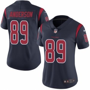 Women\'s Nike Houston Texans #89 Stephen Anderson Limited Navy Blue Rush NFL Jersey