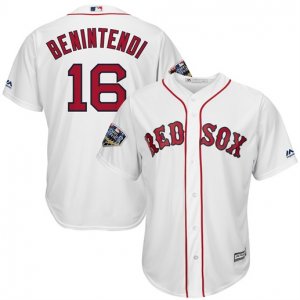 Red Sox #16 Andrew Benintendi White 2018 World Series Cool Base Player Jersey