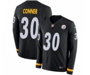 Men\'s Nike Pittsburgh Steelers #30 James Conner Limited Black Therma Long Sleeve NFL Jersey