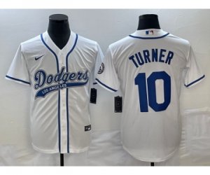 Men\'s Los Angeles Dodgers #10 Justin Turner White Cool Base Stitched Baseball Jersey1