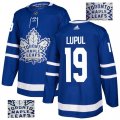 Men Maple Leafs #19 Joffrey Lupul Blue Glittery Edition Adidas Jersey