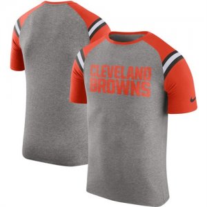 Cleveland Browns Enzyme Shoulder Stripe Raglan T-Shirt Heathered Gray