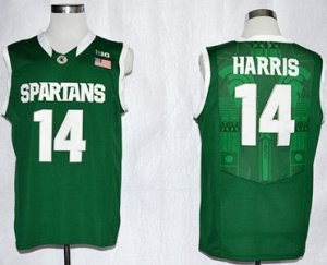 Michigan State Spartans #14 Gary Harris College Football Basketball Authentic Jersey - Green