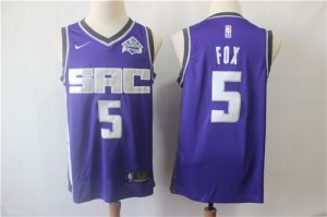 Kings #5 De\'Aaron Fox Purple Nike Swingman Jersey