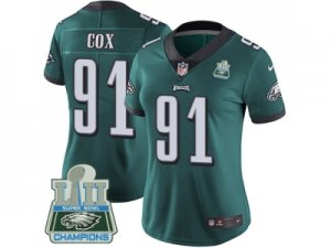 Womens Nike Philadelphia Eagles #91 Fletcher Cox Midnight Green Team Color Super Bowl LII Champions Stitched NFL Vapor Untouchable Limited Jersey