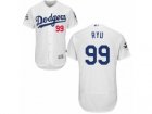 Los Angeles Dodgers #99 Hyun-Jin Ryu Authentic White Home 2017 World Series Bound Flex Base MLB Jersey