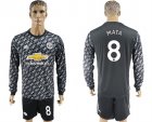 2017-18 Manchester United 8 MATA Away Long Sleeve Soccer Jersey