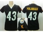 Nike Women Pittsburgh Steelers #43 Troy Polamalu Black Womens Draft Him II Top Jerseys