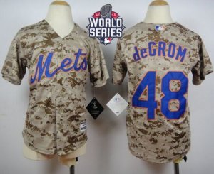 Youth New York Mets #48 Jacob DeGrom Camo Alternate Cool Base W 2015 World Series Patch Stitched MLB Jersey