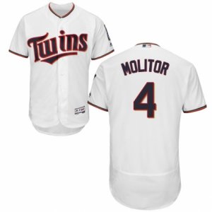 Men\'s Majestic Minnesota Twins #4 Paul Molitor White Flexbase Authentic Collection MLB Jersey