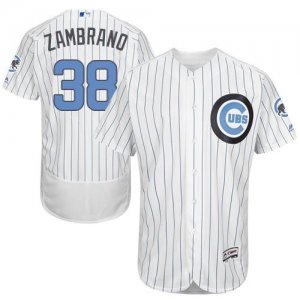 Chicago Cubs #38 Carlos Zambrano White(Blue Strip) Flexbase Authentic Collection 2016 Fathers Day Stitched Baseball Jersey