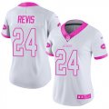 Womens Nike New York Jets #24 Darrelle Revis White Pink Stitched NFL Limited Rush Fashion Jersey