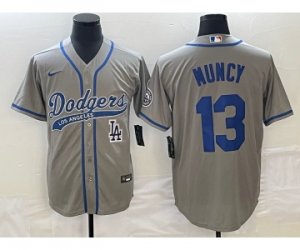 Men\'s Los Angeles Dodgers #13 Max Muncy Grey Cool Base Stitched Baseball Jersey1