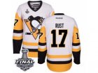 Mens Reebok Pittsburgh Penguins #17 Bryan Rust Authentic White Away 2017 Stanley Cup Final NHL Jersey