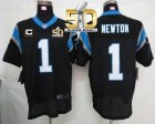 Nike Carolina Panthers #1 Cam Newton Black Team Color With C Patch Super Bowl 50 Men Stitched NFL Elite Jersey