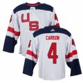 Men Adidas Team USA #4 John Carlson White 2016 World Cup Ice Hockey Jersey