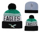Eagles Team Logo Black Pom Knit Hat
