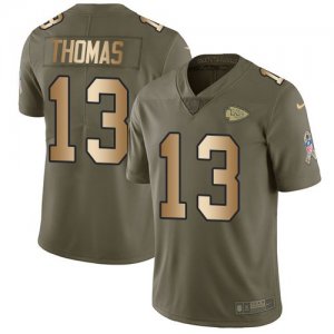 Nike Chiefs #13 De\'Anthony Thomas Olive Gold Salute To Service Limited Jersey