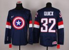 NHL Olympic Team USA #32 Jonathan Quick Navy Blue Captain America Fashion Stitched Jerseys