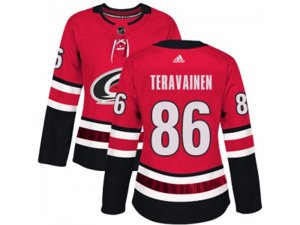 Women Adidas Carolina Hurricanes #86 Teuvo Teravainen Red Home Authentic Stitched NHL Jersey