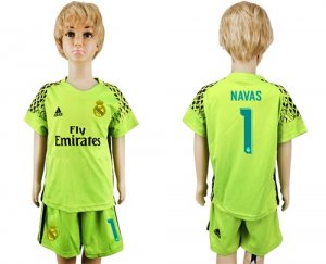 2017-18 Real Madrid 1 I NAVAS Green Youth Goalkeeper Soccer Jersey