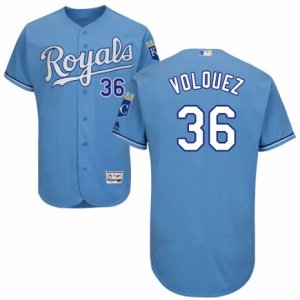 Men\'s Majestic Kansas City Royals #36 Edinson Volquez Light Blue Flexbase Authentic Collection MLB Jersey