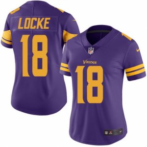 Women\'s Nike Minnesota Vikings #18 Jeff Locke Limited Purple Rush NFL Jersey