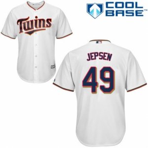 Men\'s Majestic Minnesota Twins #49 Kevin Jepsen Authentic White Home Cool Base MLB Jersey