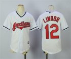 Indians #12 Francisco Lindor White Youth New Cool Base Jersey