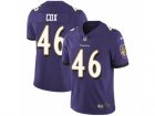 Mens Nike Baltimore Ravens #46 Morgan Cox Vapor Untouchable Limited Purple Team Color NFL Jersey