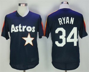 Astros #34 Nolan Ryan Navy Mesh BP Jersey
