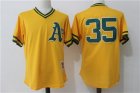 Athletics #35 Rickey Henderson Yellow Cooperstown Collection Batting Practice Jersey