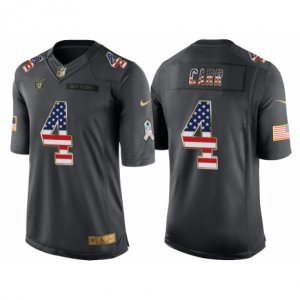 Men Oakland Raiders #4 Derek Carr Anthracite Salute to Service USA Flag Fashion Jersey
