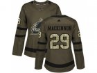Women Adidas Colorado Avalanche #29 Nathan MacKinnon Green Salute to Service Stitched NHL Jersey