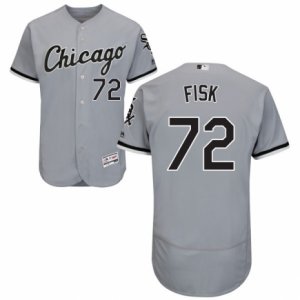 Men\'s Majestic Chicago White Sox #72 Carlton Fisk Grey Flexbase Authentic Collection MLB Jersey