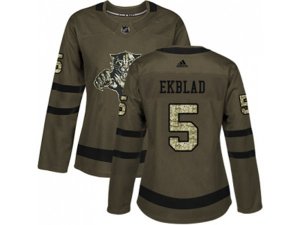 Women Adidas Florida Panthers #5 Aaron Ekblad Green Salute to Service Stitched NHL Jersey