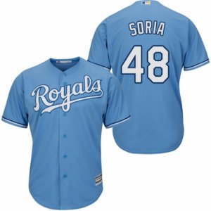 Men\'s Majestic Kansas City Royals #48 Joakim Soria Replica Light Blue Alternate 1 Cool Base MLB Jersey