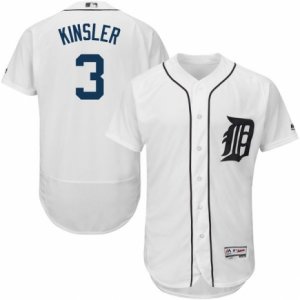 Men\'s Majestic Detroit Tigers #3 Ian Kinsler White Flexbase Authentic Collection MLB Jersey
