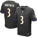 Nike Ravens #3 Robert Griffin III Black Elite Jersey