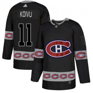 Canadiens #11 Saku Koivu Black Team Logos Fashion Adidas Jersey